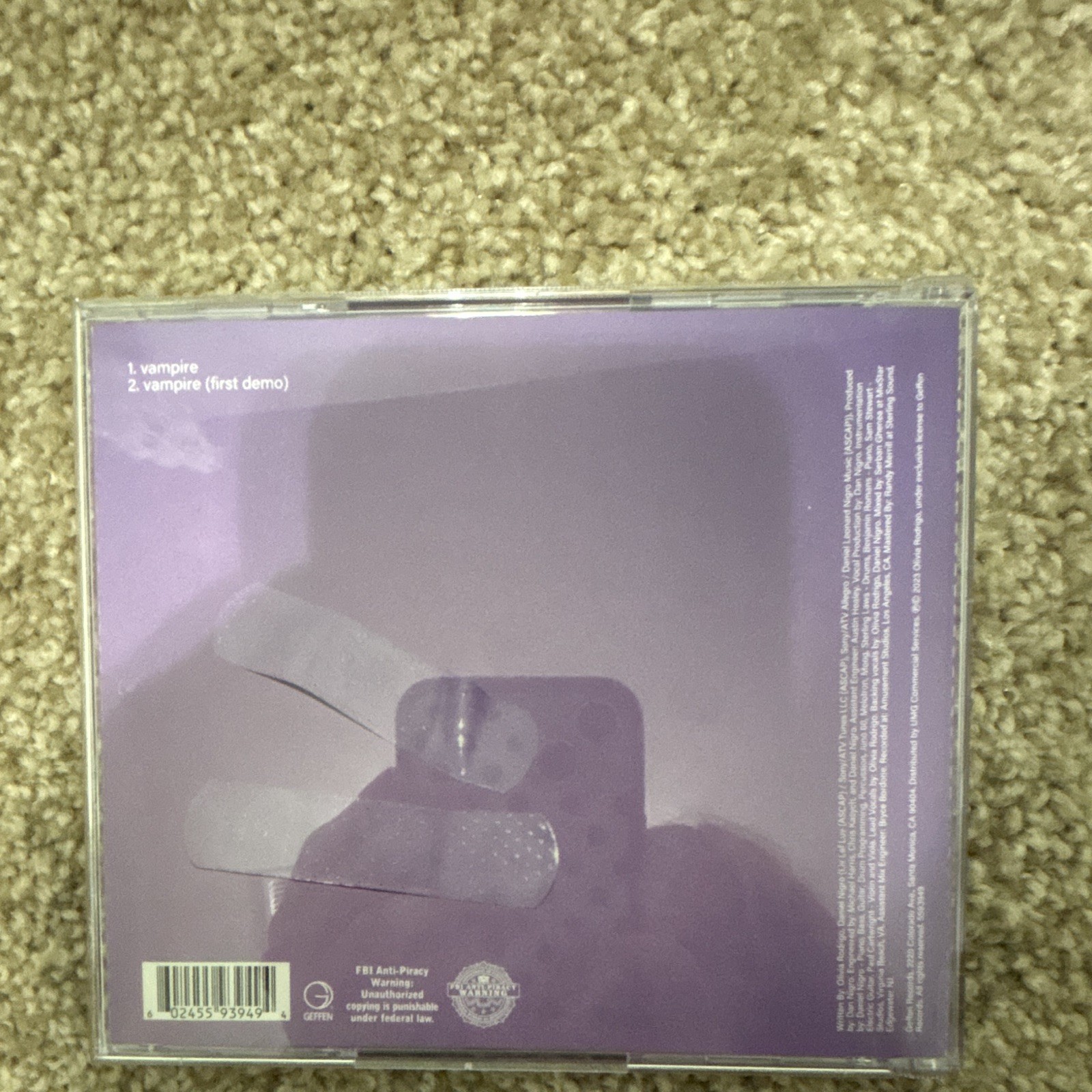 *Rare* Olivia Rodrigo vampire CD Single 2023 Pop Geffen Records Bonus Demo