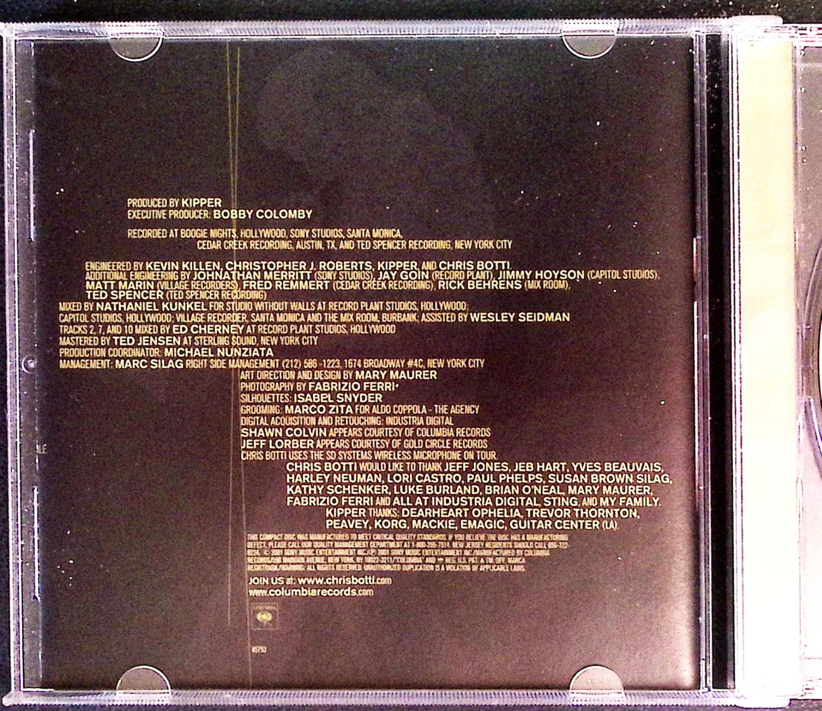 CHRIS BOTTI – NIGHT SESSIONS - COLUMBIA RECORDS CD 7636