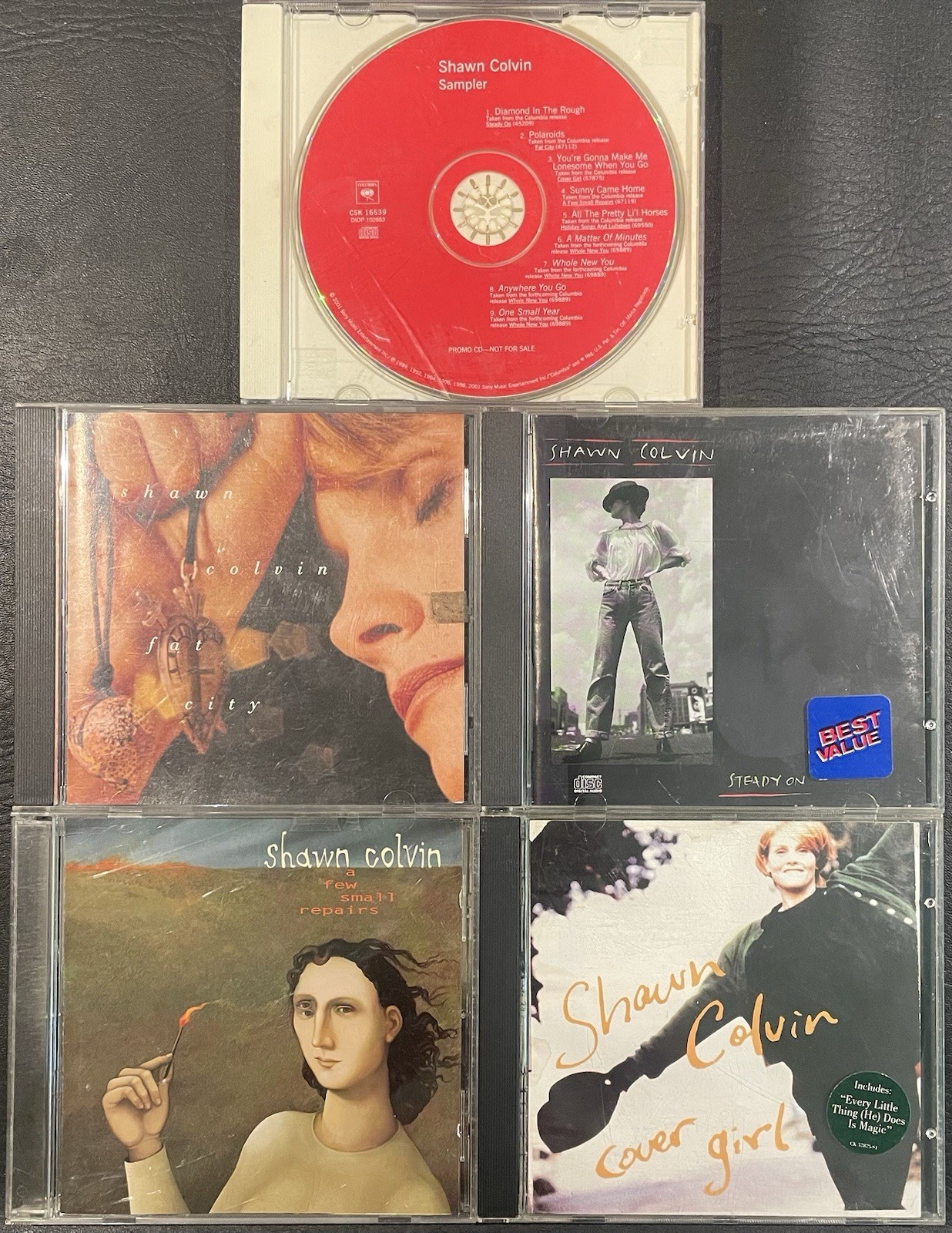 (5) CD LOT SHAWN COLVIN-STEADY ON-FAT CITY-COVER GIRL-PROMO SAMPLER-SMALL REPAIR