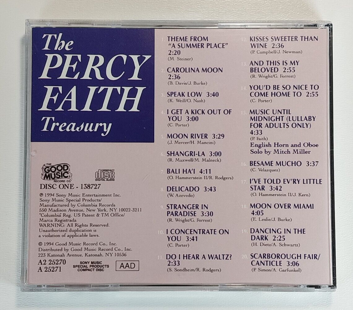 The Percy Faith Treasury Audio CD Disc 1