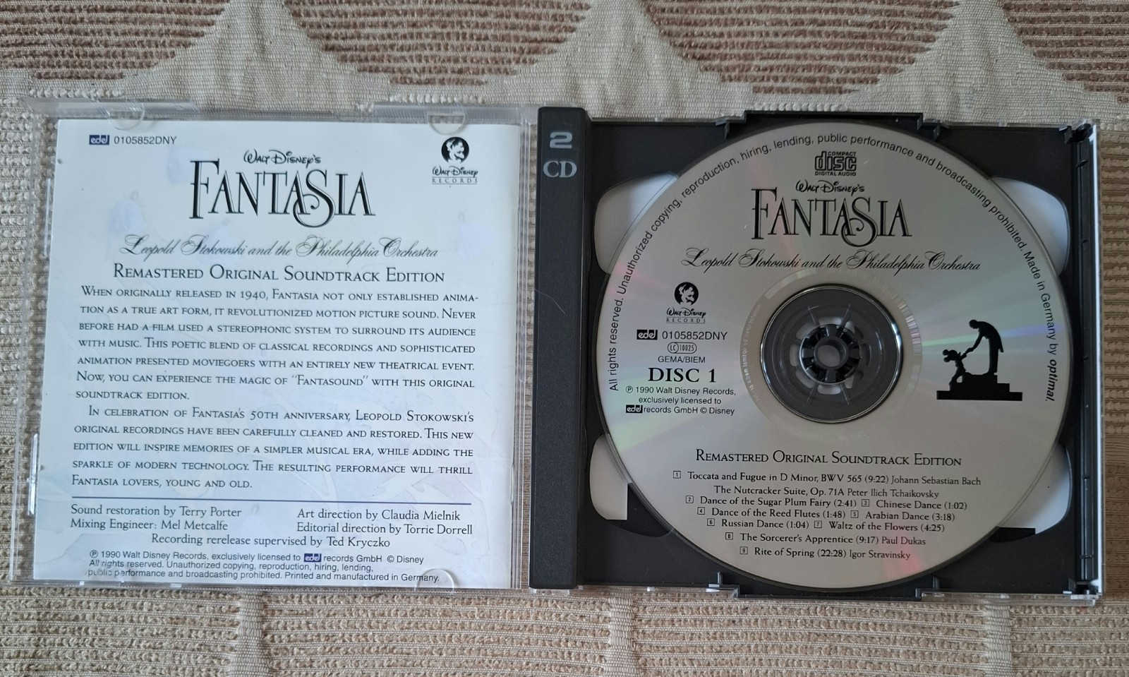 WALT DISNEY'S FANTASIA - REMASTERED ORIGINAL SOUNDTRACK EDITION - DOUBLE CD 1990