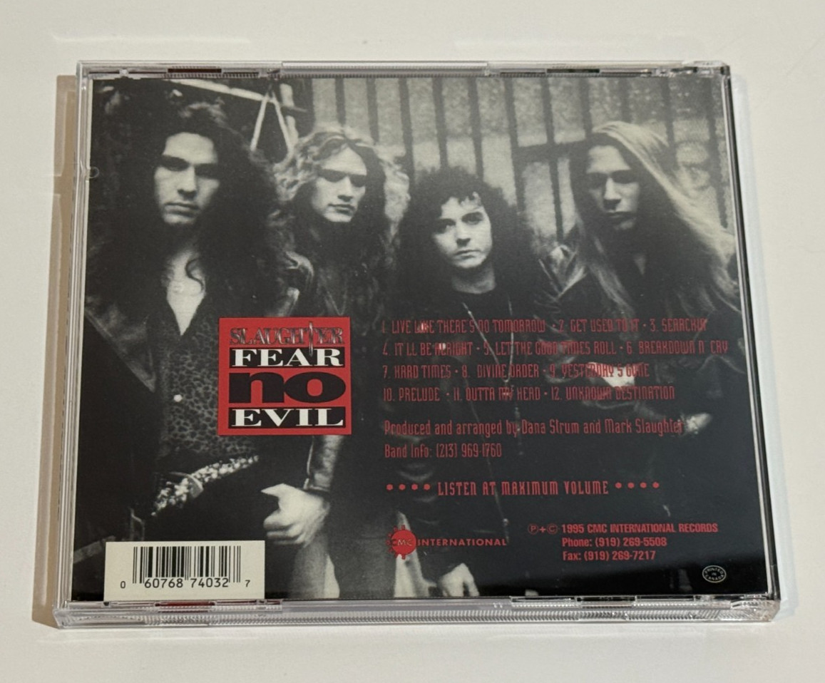 Slaughter Fear No Evil CD 1995 CMC Signed by Kelly Elias Strum Hard Rock