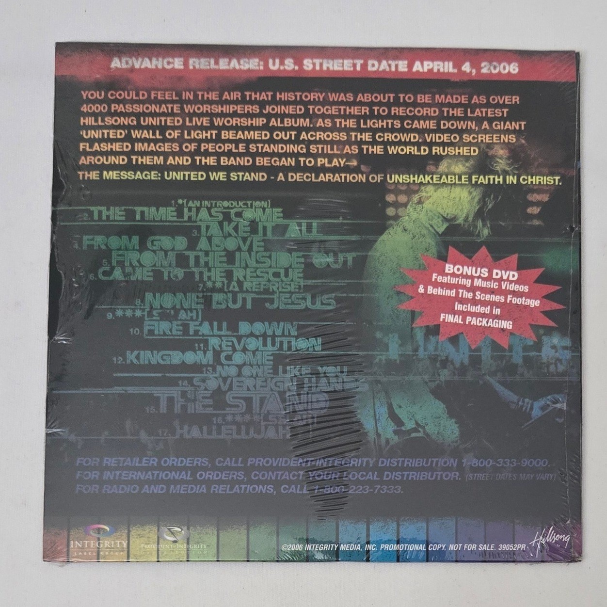 Vintage 2006 Hillsong UNITED United We Stand CD DVD Digipak Promo Sealed