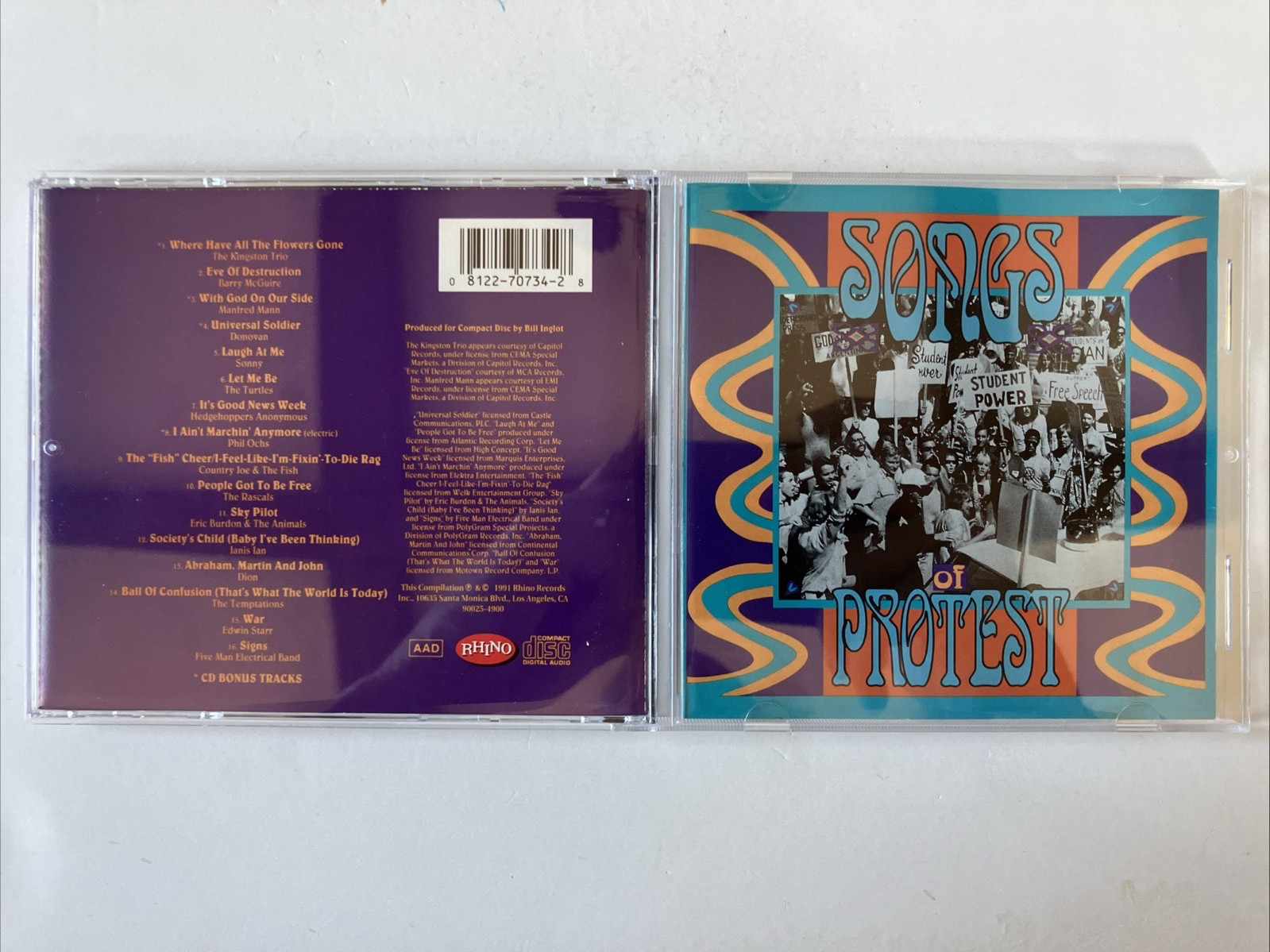 Songs of Protest by Various Artists (CD, Feb-1991, Rhino (Label) Barry McGuire