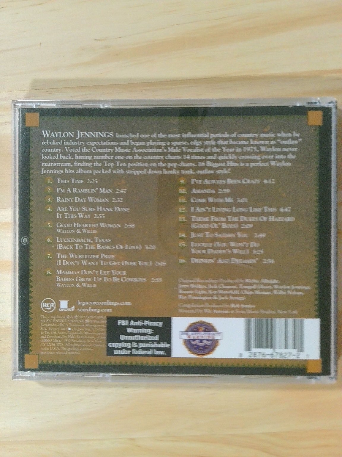 Waylon Jennings – 16 Biggest Hits CD 2005 Country RCA Legacy Recordings