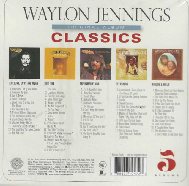 Waylon Jennings, 5 Classics Original Albums, NEW! 5CDS Box, 63 Best Of Tracks