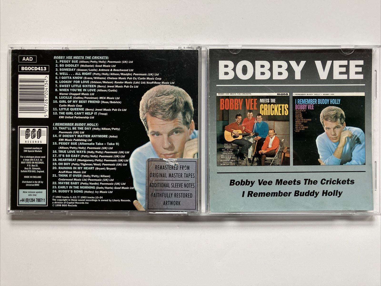 Bobby Vee Meets the Crickets/I Remember Buddy Holly by Bobby Vee (CD, Nov-1998,