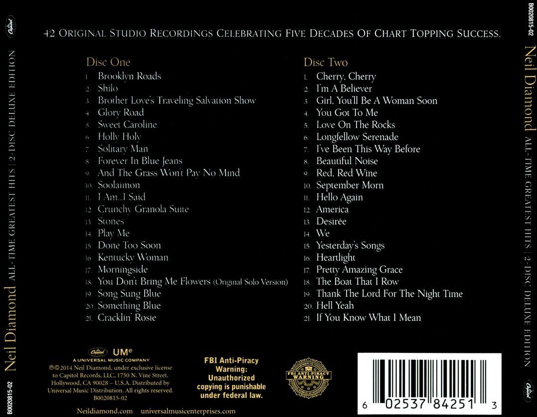 NEIL DIAMOND - ALL-TIME GREATEST HITS NEW CD