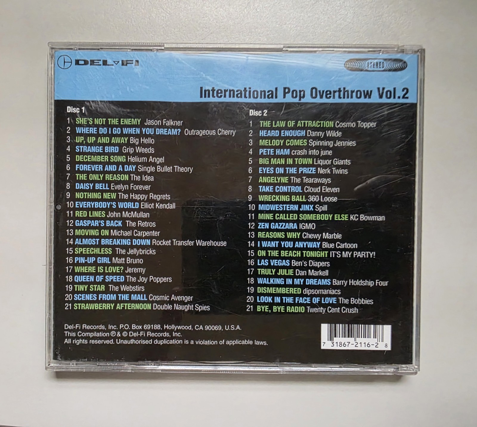 International Pop Overthrow IPO Volume Vol 2 1999 CD Del-Fi Records Power Pop