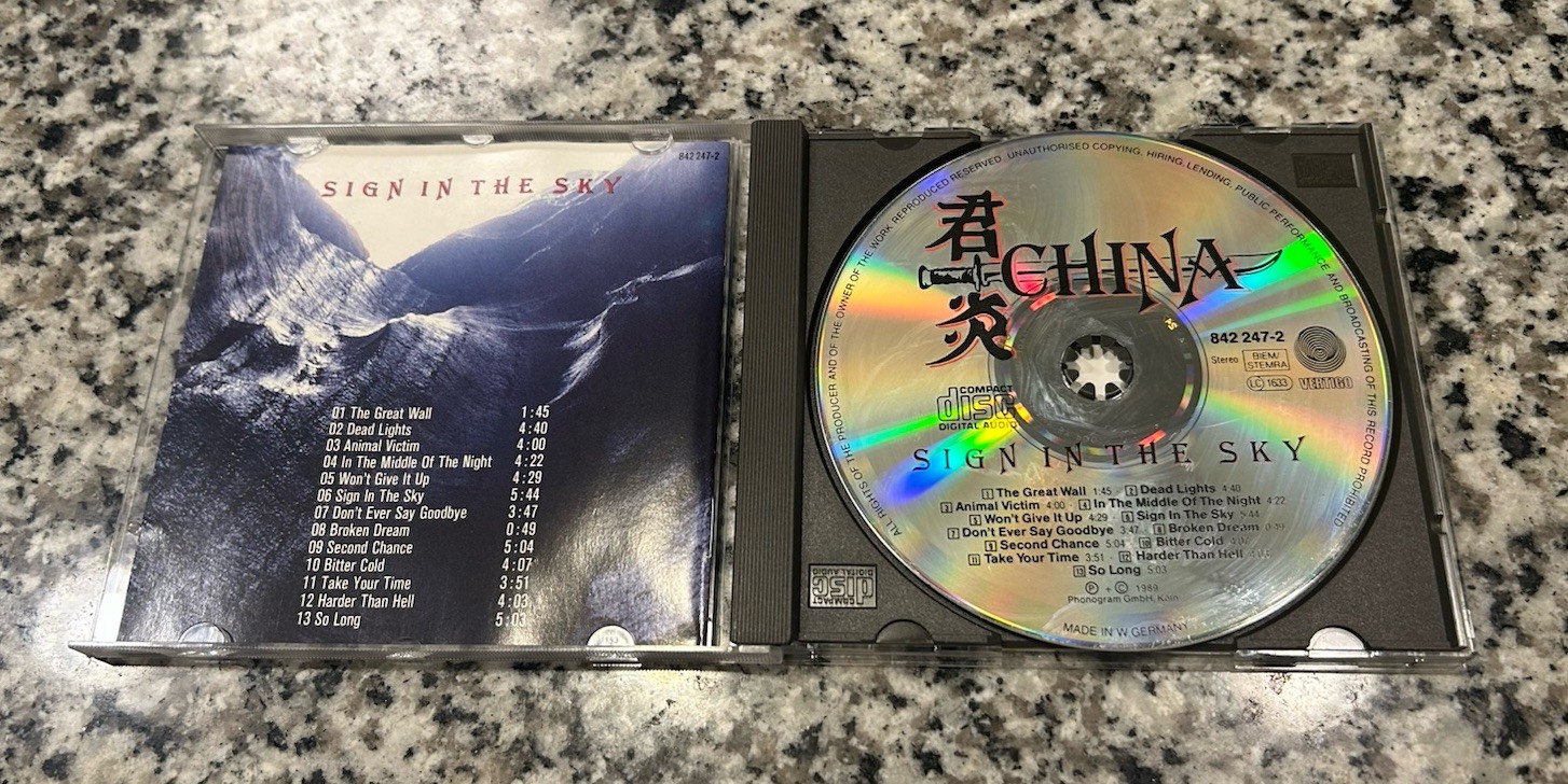 CHINA – Sign In The Sky CD 1989 Vertigo W. Germany PDO Hard Rock AOR