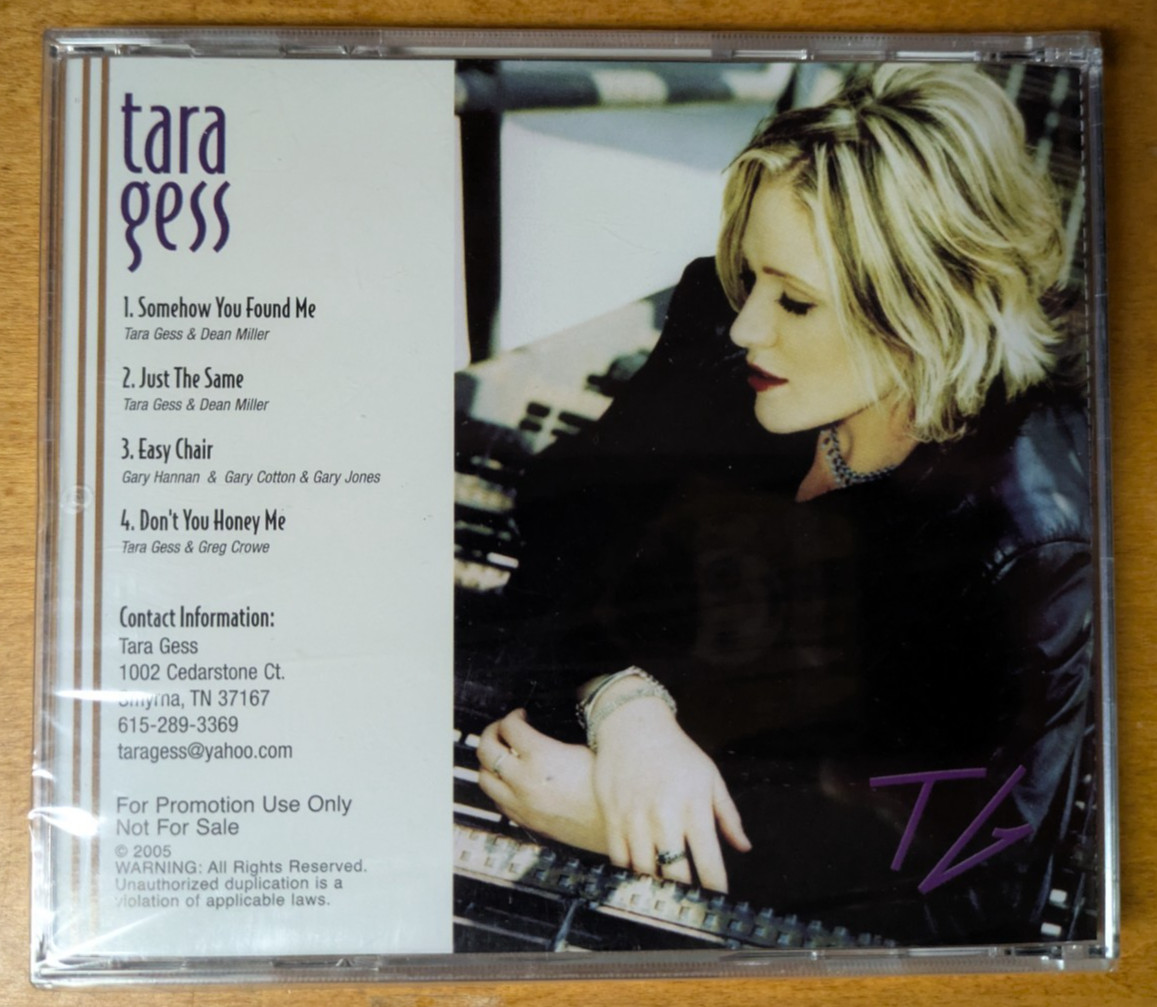 Tara Gess 4-Track Single 2005 Promotional CD Brand New Rising Vibes Venice FL