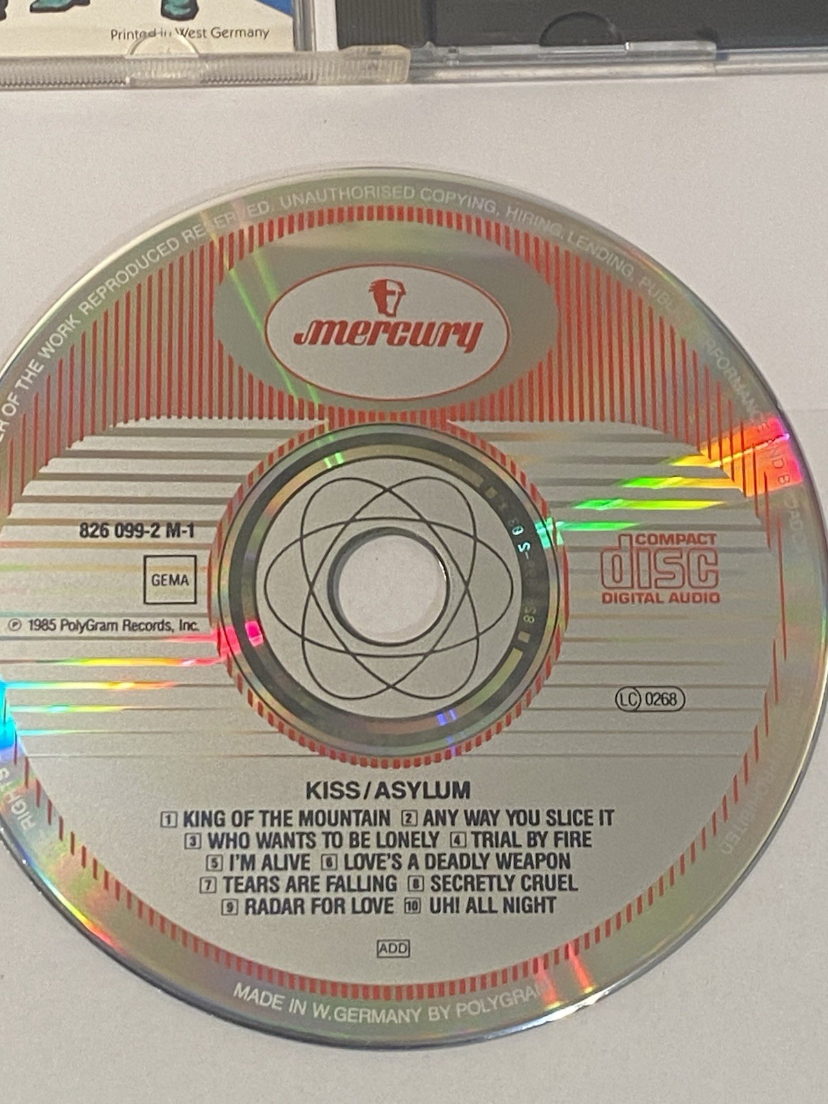 KISS CD Asylum 826 099-2 M-1 West Germany 1st USA Pressing Blue Border Vintage