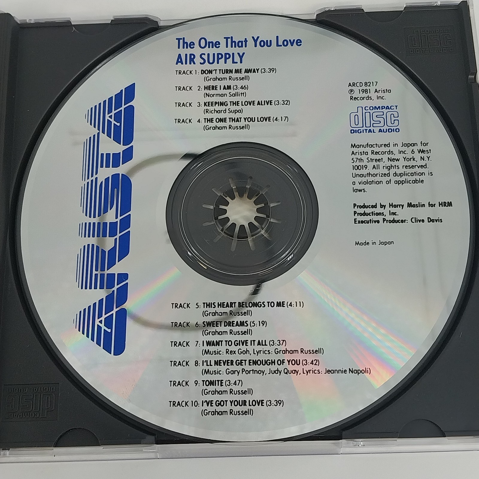 Air Supply The One That You Love CD 1981 Arista Records Soft Rock Pop Japan
