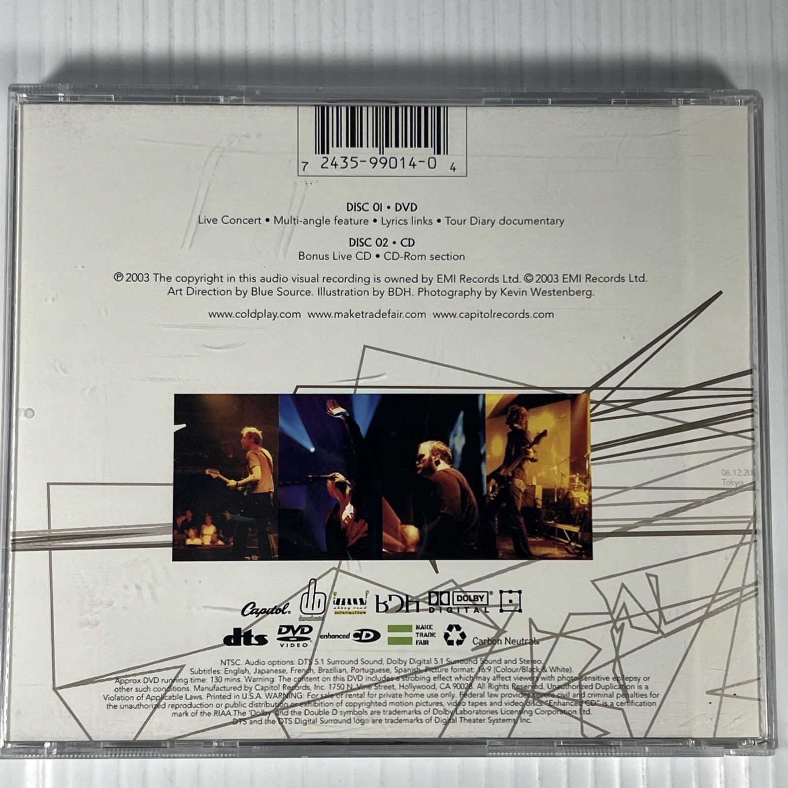 Coldplay Live 2003 CD DVD Set Capitol Clocks Yellow Digipak Like New