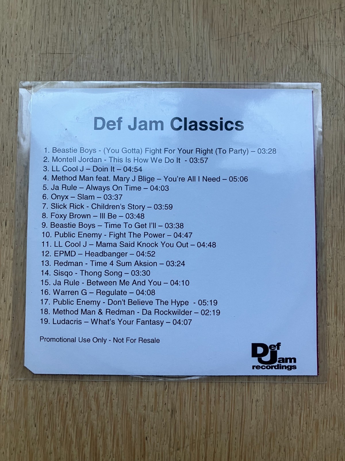 Def Jam Classics - 19 Tk Promo CD Beastie Boys LL Cool J Ja Rule Public Enemy