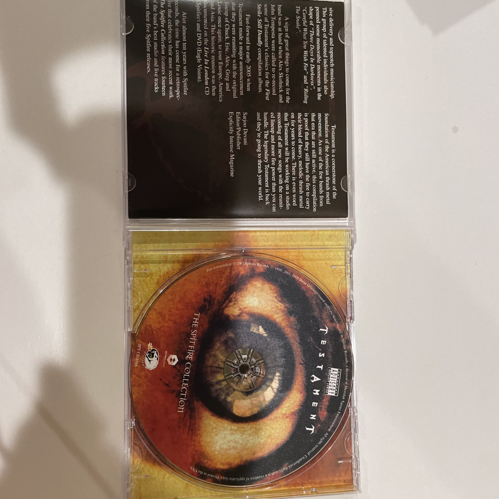 TESTAMENT “THE SPITFIRE COLLECTION” CD 2007 Spitfire Records in VG Condition