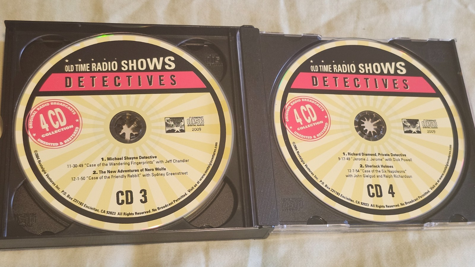 Lot of 2 CD Sets: Old Time Radio Shows: Detectives & All Time Favorites-preowned