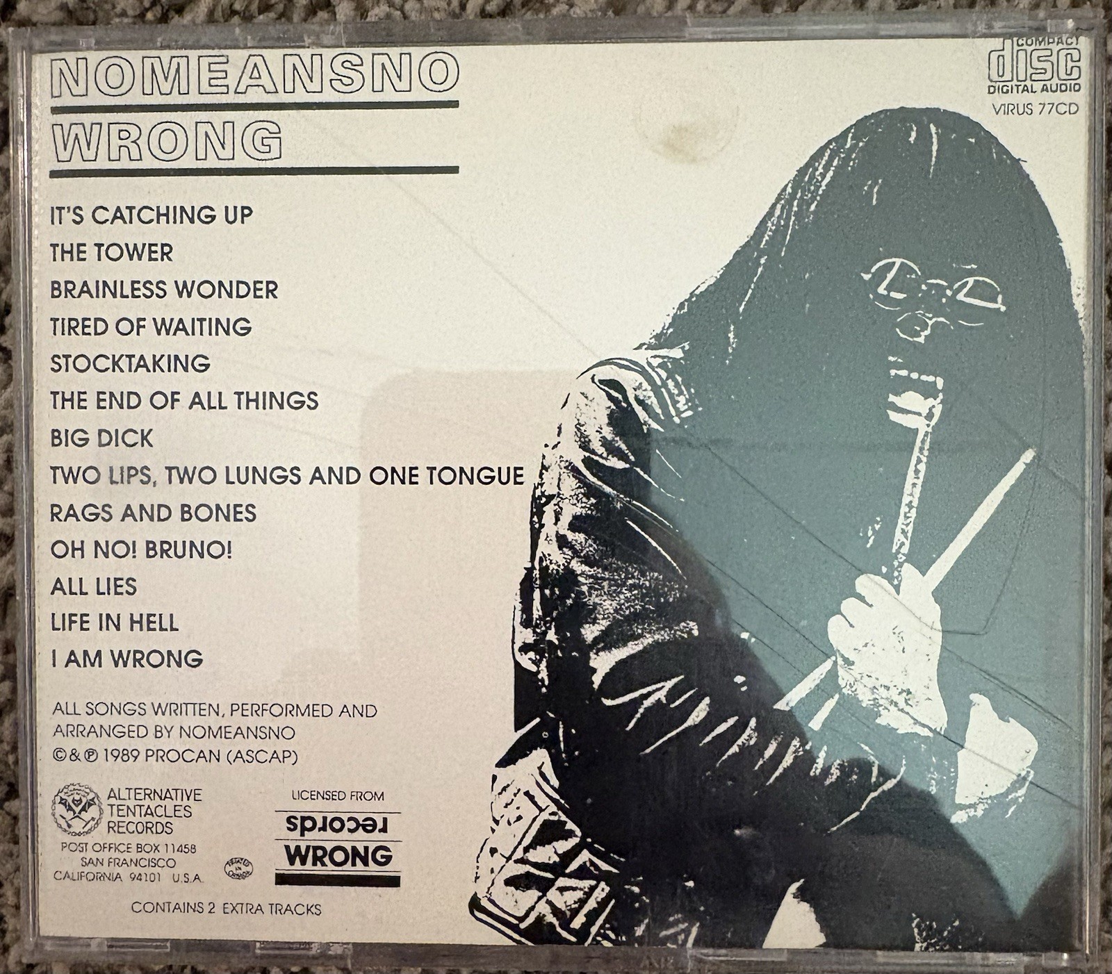 Nomeansno Wrong CD 1989 Alternative Tentacles Virus 77CD Punk Hardcore Rare