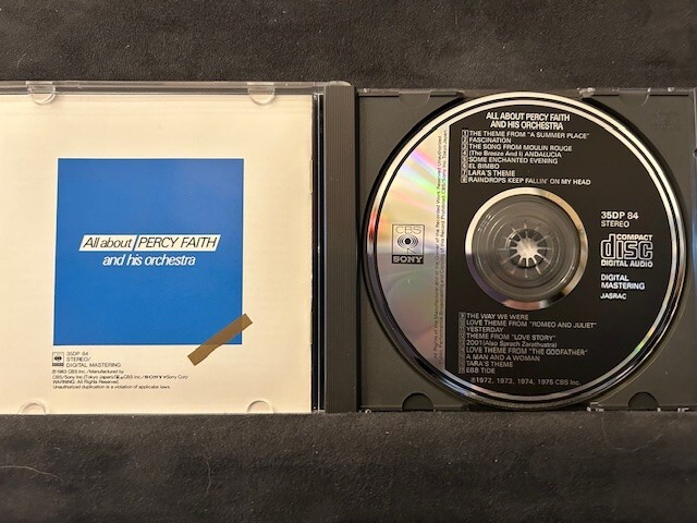 Percy Faith "All About Percy Faith and his Orchestra" Import Japan - 1983