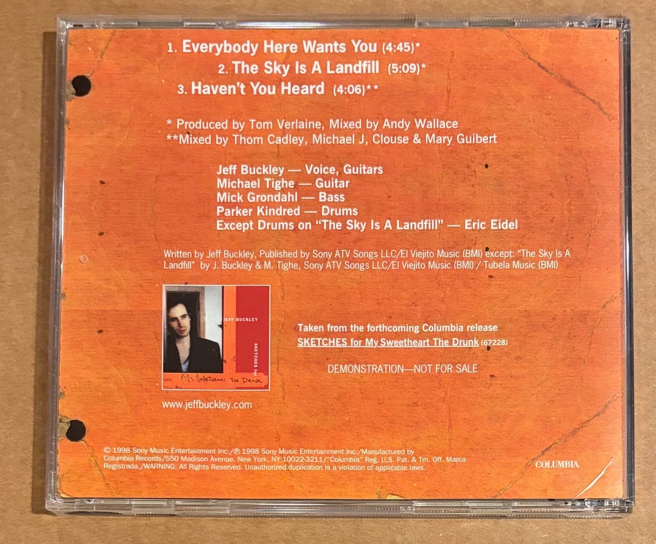 Jeff Buckley - Three Songs from Sketches... RARE promo CD sampler '98