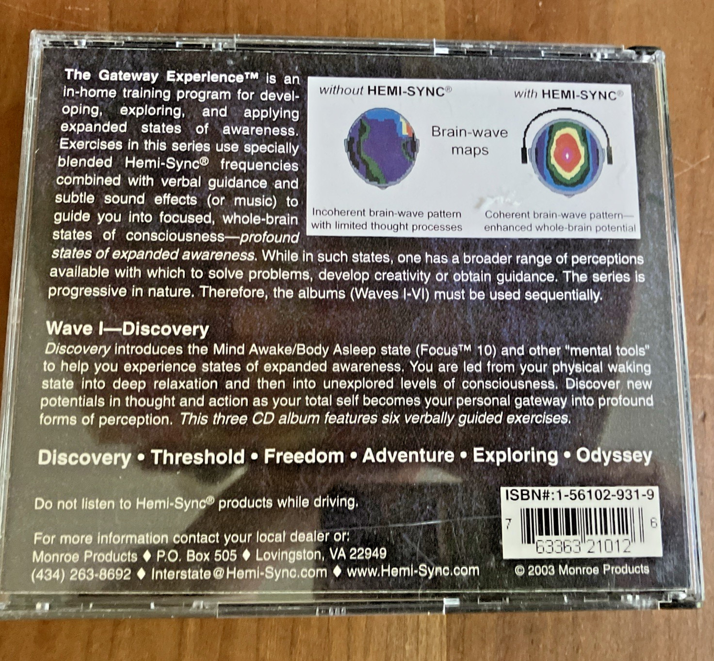Gateway Experience Wave I Discovery Hemi-Sync Monroe Institute 3 CD Set
