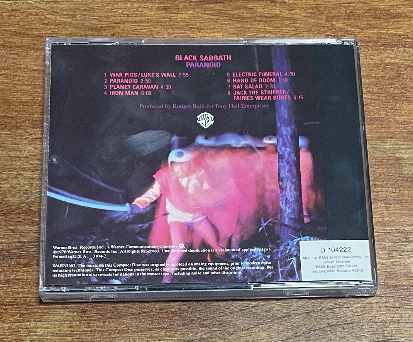 Black Sabbath: Paranoid CD 1970. Warner Bros. 3104-2