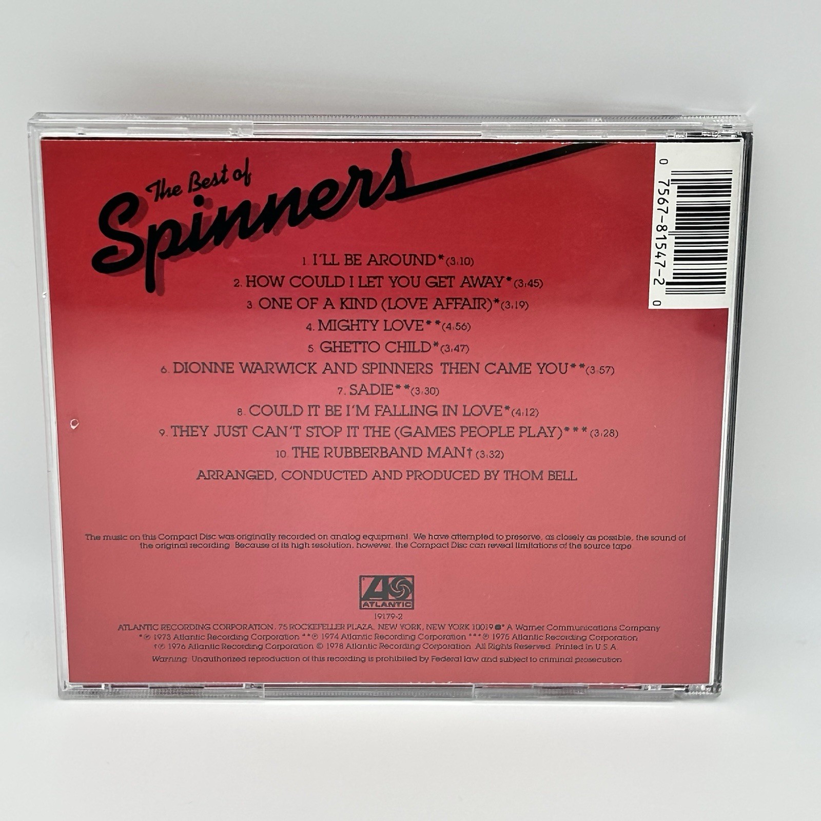 Spinners - The Best of Spinners (CD, 1990 Reissue, Atlantic 19179-2) ~ 10 Tracks