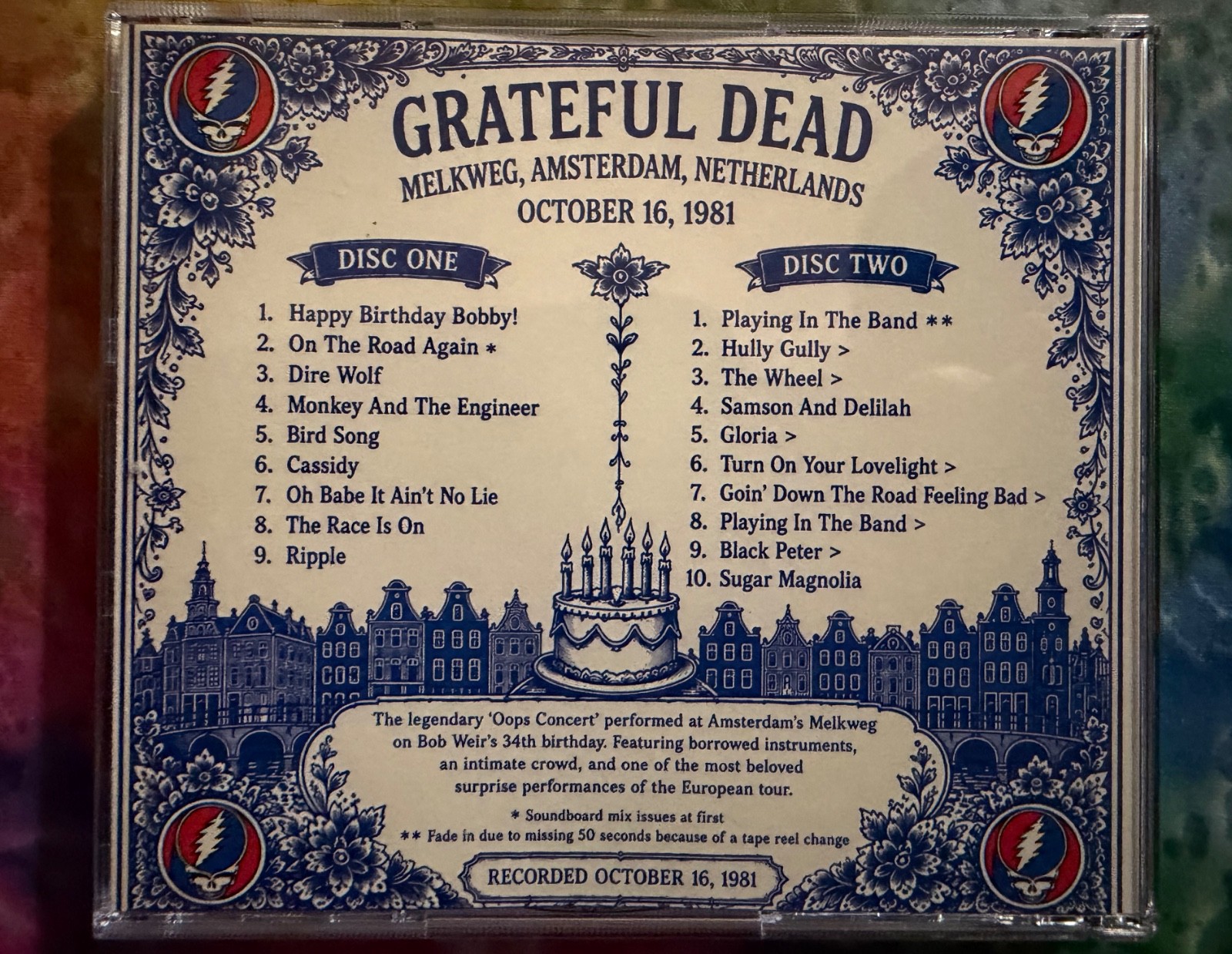 Grateful Dead-Bobby’s Birthday Party- Melkweg Amsterdam 81- Bob Weir’s 34th!
