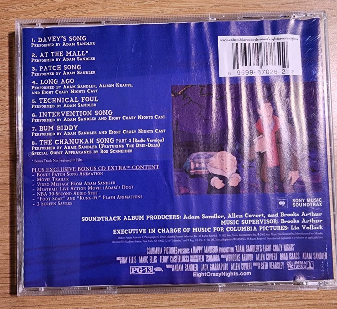 Sound Track - Eight Crazy Nights Soundtrack (CD, 2002, Sony Music Soundtrax)