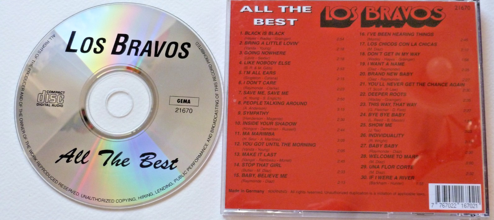 LOS BRAVOS - All the Best (No Label or Year) Made in Germany. Oldies/ROCK. RARE