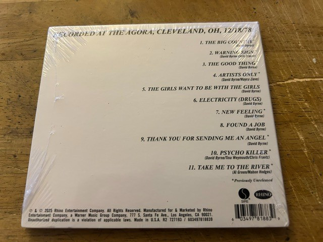 Talking Heads - Live on Tour '78 Sire Records CD