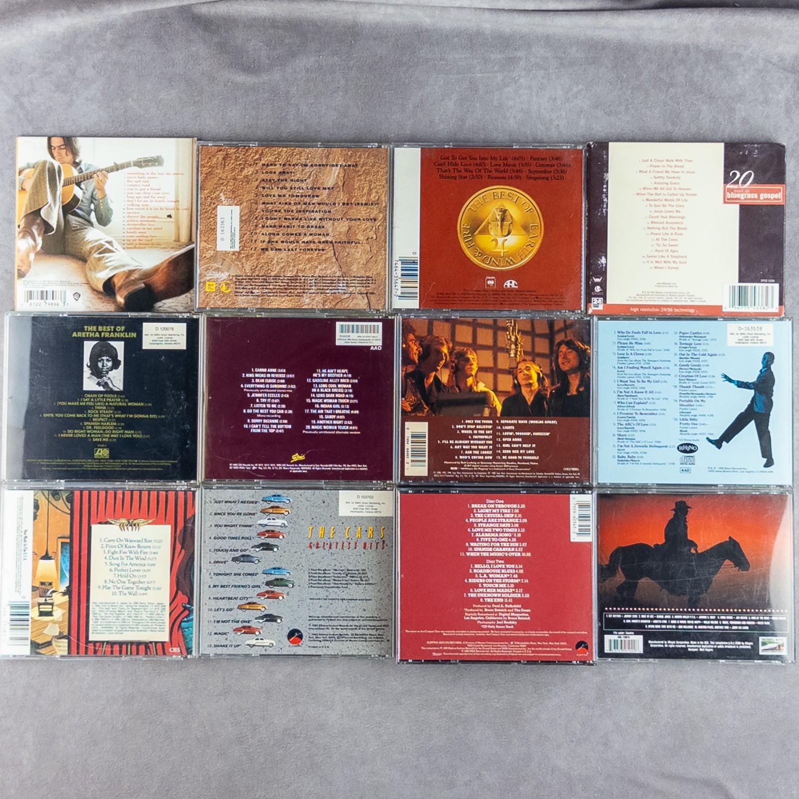 12 BEST OF CD Lot The Doors Journey Cars Chicago Kansas Aretha Franklin & more