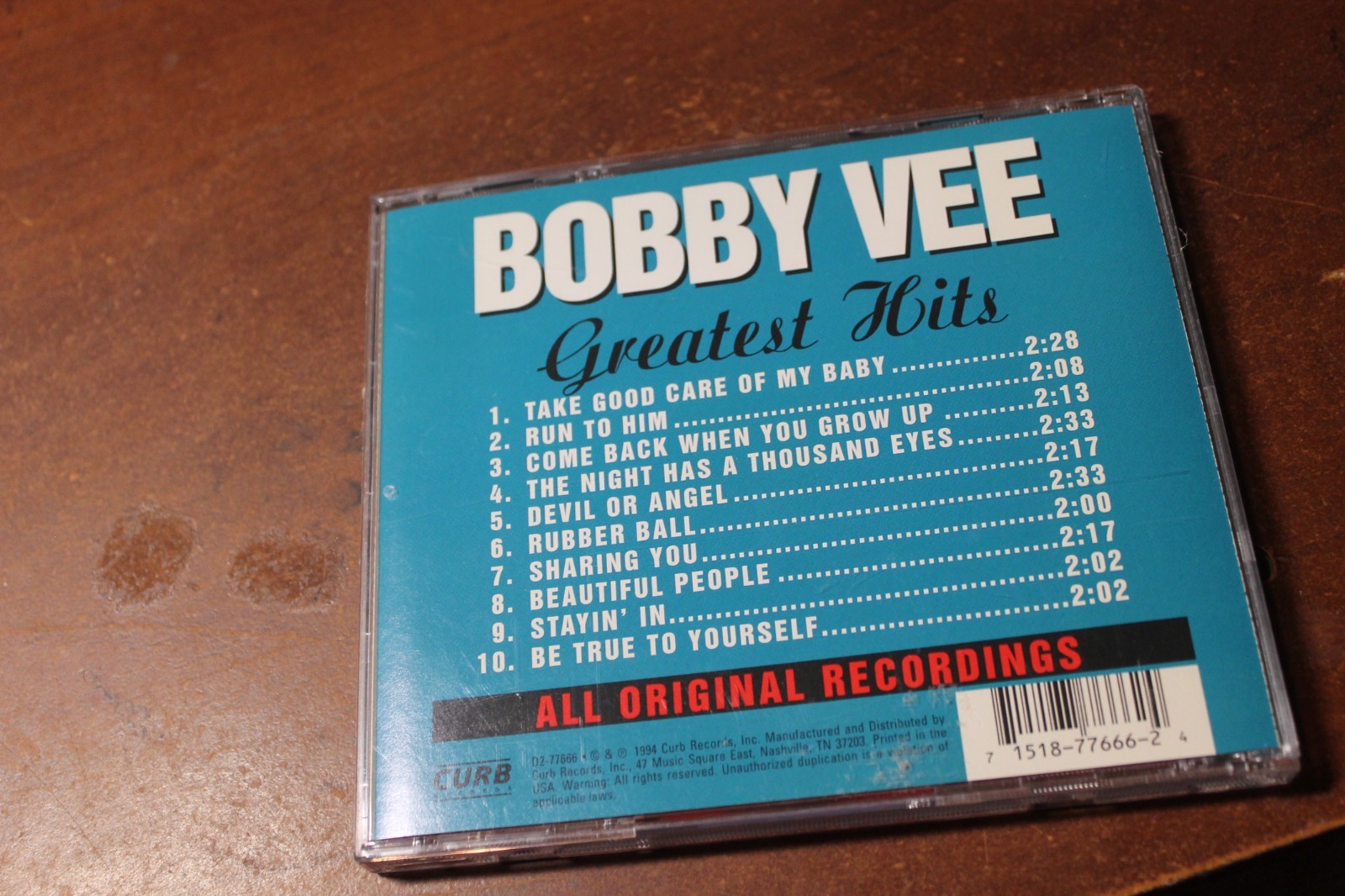 BOBBY VEE GREATEST HITS ALL ORIGINAL RECORDINGS CD