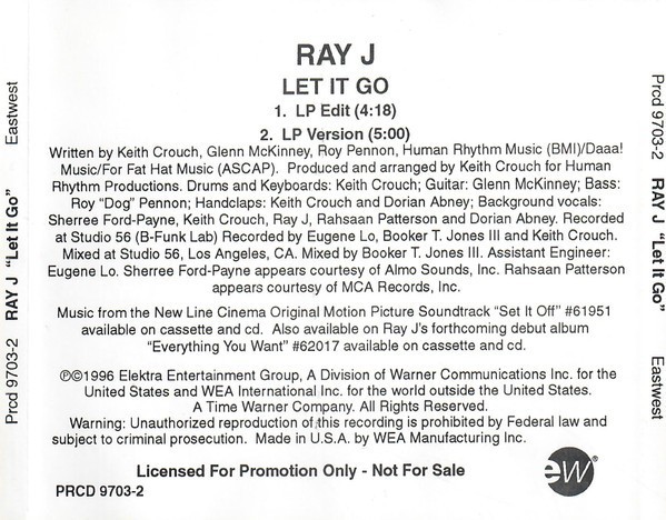 Ray J: Let It Go 3-Track Remix Single PROMO CD Elektra Good
