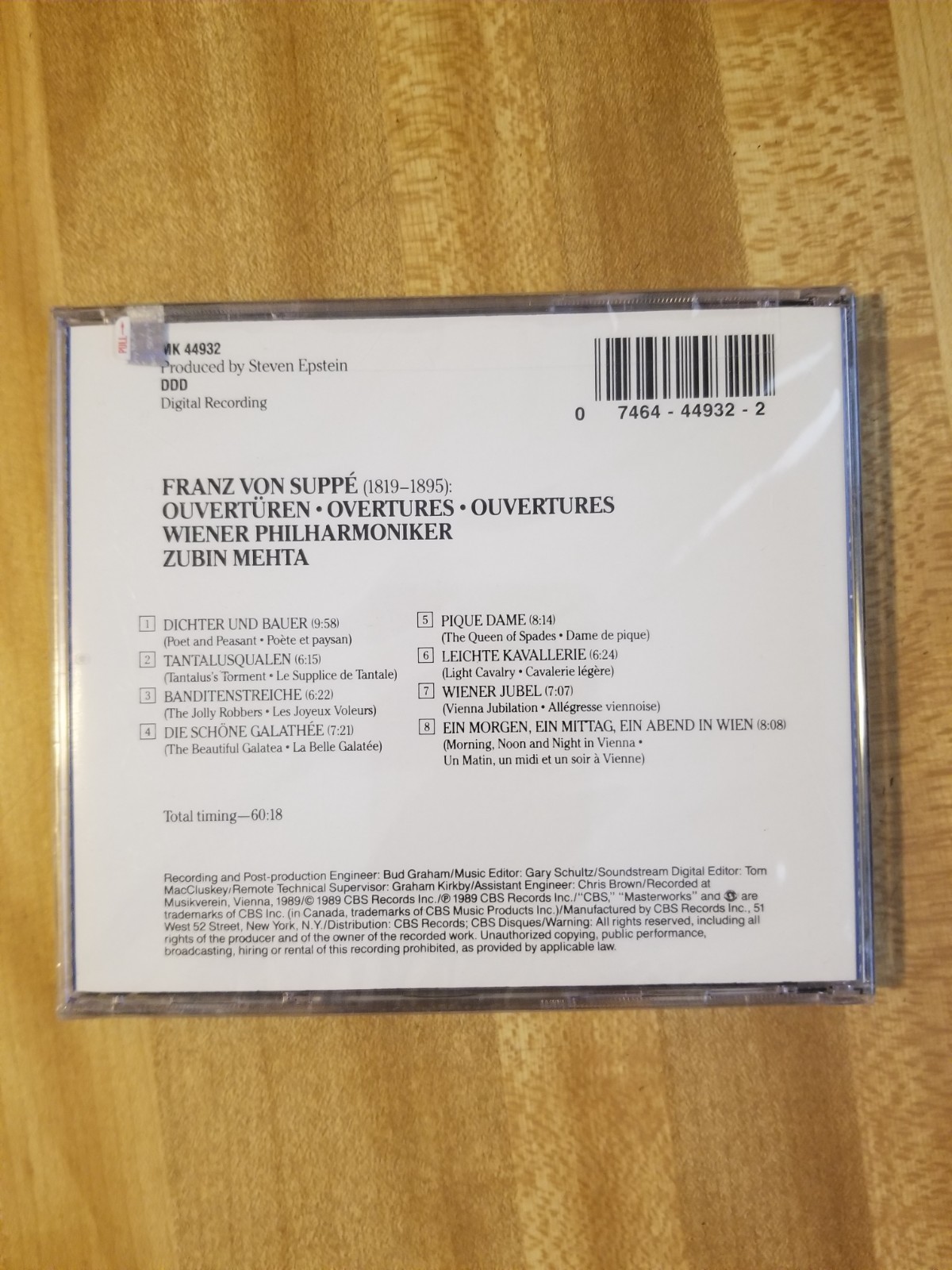 SUPPE: Ouverturen Wiener Philharmoniker: Zubin Mehta CD New/ Sealed