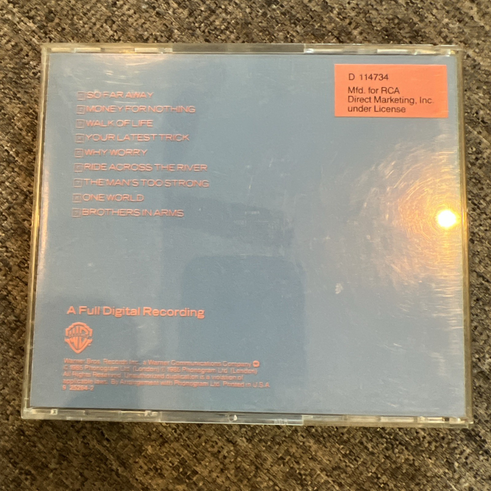 Dire Straits Brothers In Arms CD (Warner Bros. May 1985) Very Good Condition
