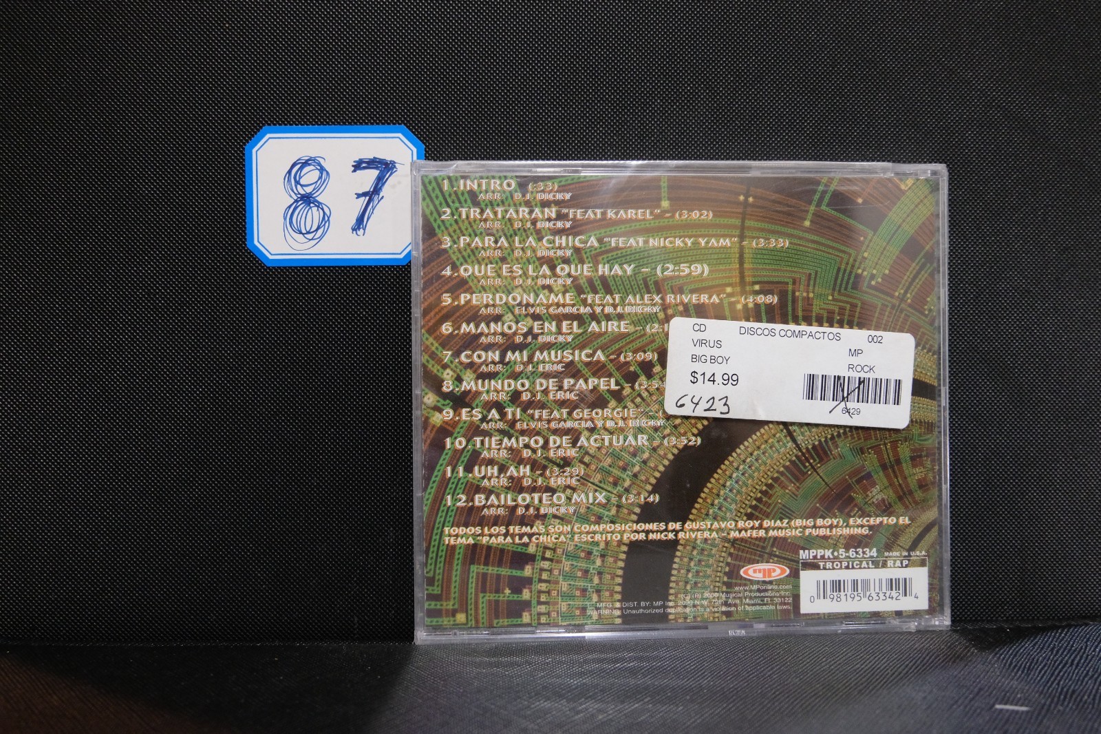 Big Boy CD Virus 2000 ft Nicky Yam DJ Eric Old School Reggaeton Rap Rare New #87
