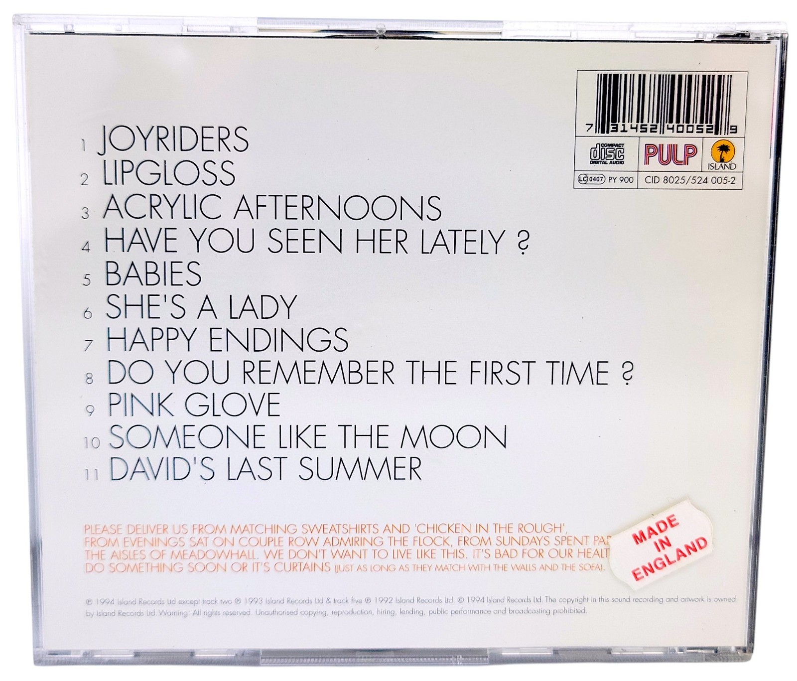 Pulp His N Hers Different Class LipGloss Common People UK Rock Britpop 5 CD Lot
