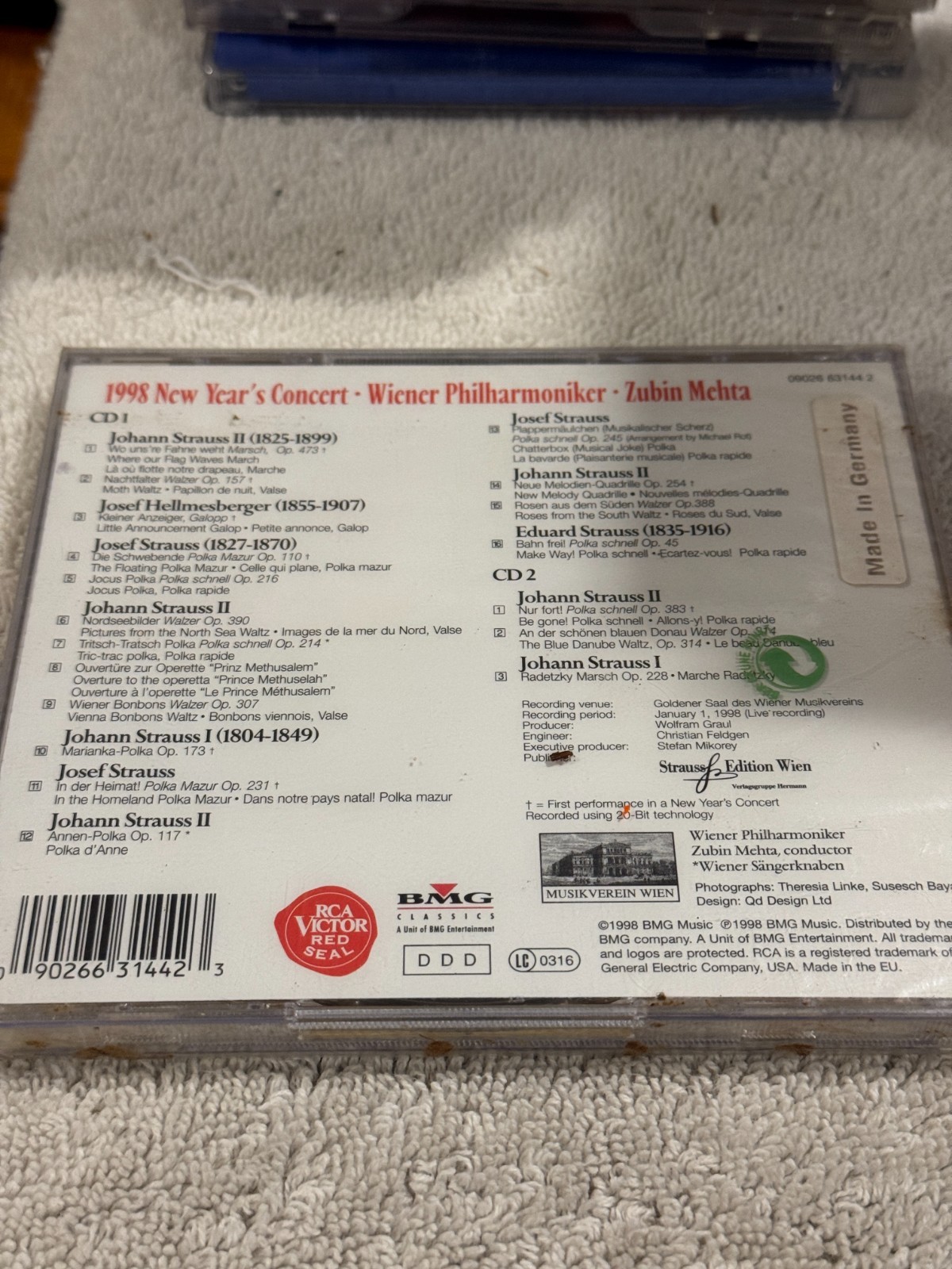 Zubin Mehta, Wiener Philharmoniker - 1998 New Year's Concert - NEW/SEALED!!!