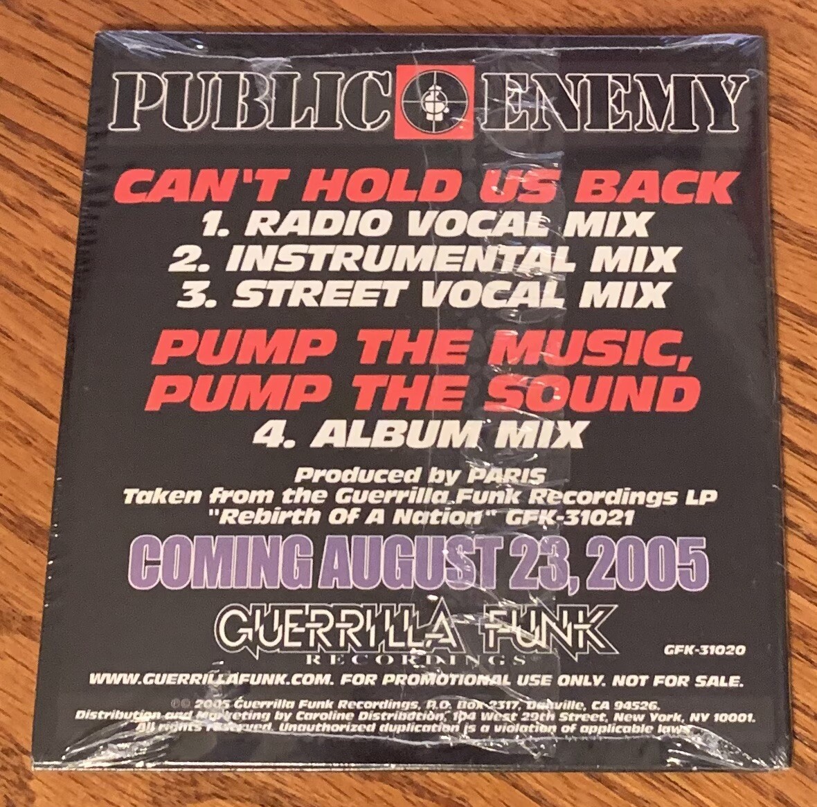 PUBLIC ENEMY "CAN'T HOLD US BACK" BRAND NEW ORIGINAL 2005 USA CD SINGLE PROMO