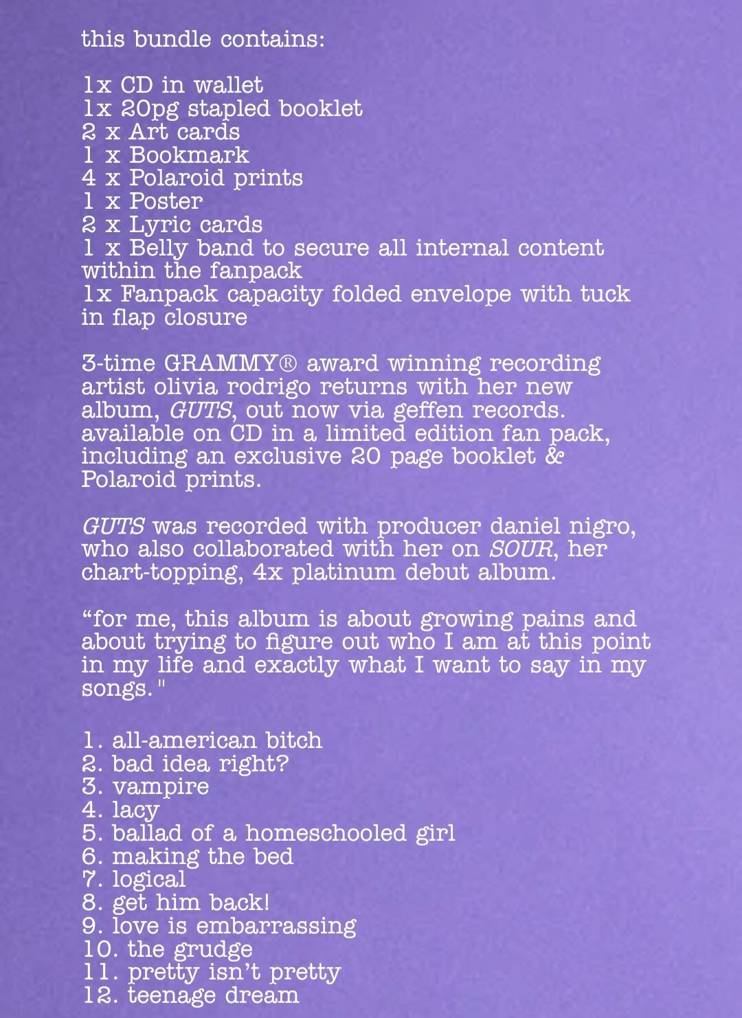 Olivia Rodrigo Guts International CD Fan Box Set