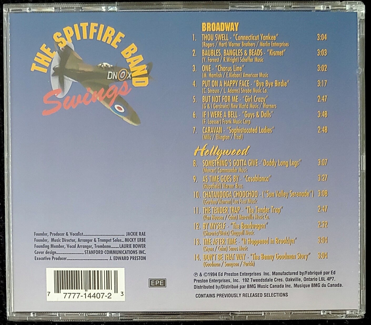 THE SPITFIRE BAND – THE SPITFIRE BAND SWINGS FROM BROADWAY TO HOLLYWOOD CD