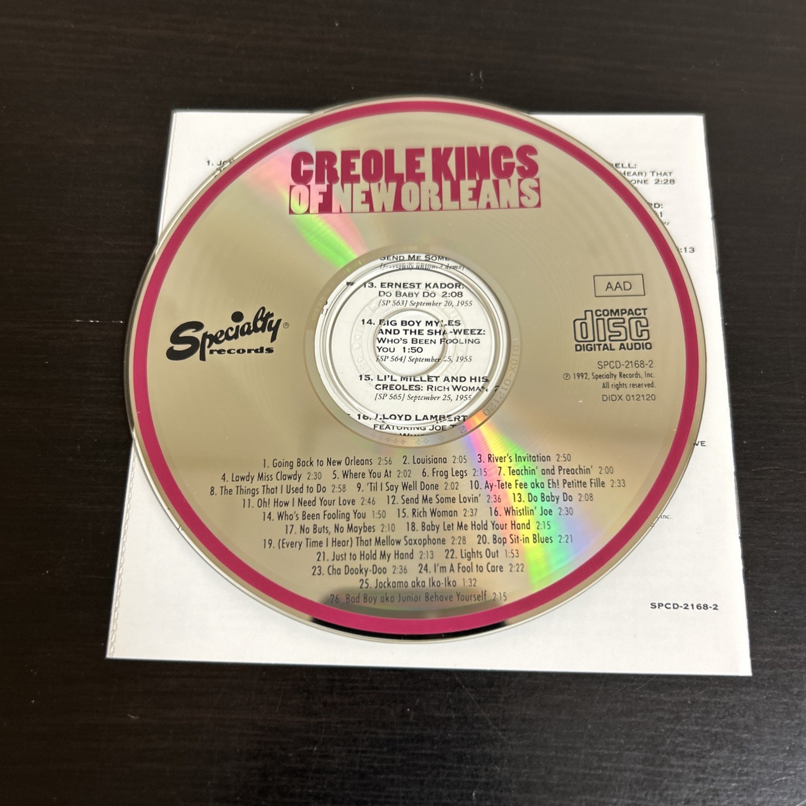 Creole Kings of New Orleans CD Inlay Only No Case Art Neville Professor Longhair