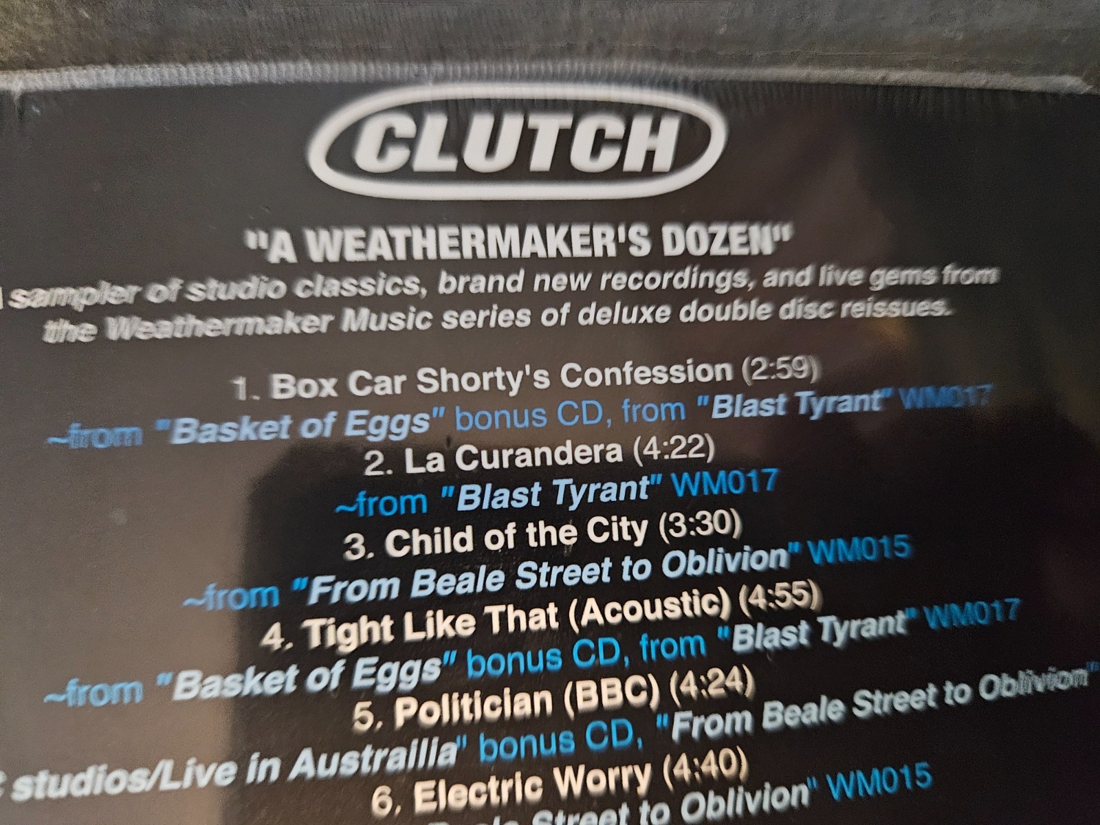 NEW AND SEALED CD ! A WEATHERMAKER'S DOZEN Promotional Sampler CLUTCH 12 Tracks