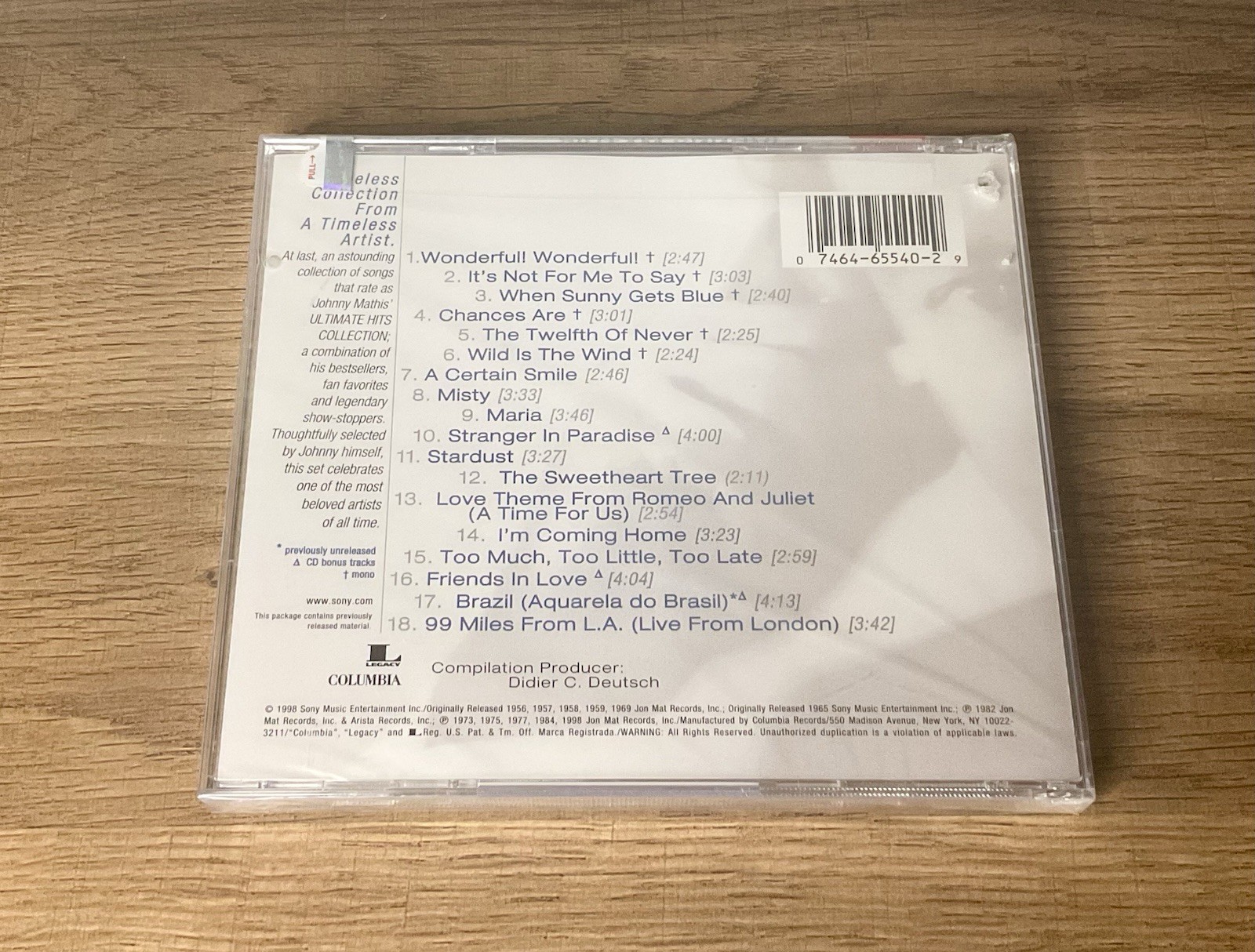 Johnny Mathis: The Ultimate Hits Collection CD~New, Sealed (1998, Columbia)