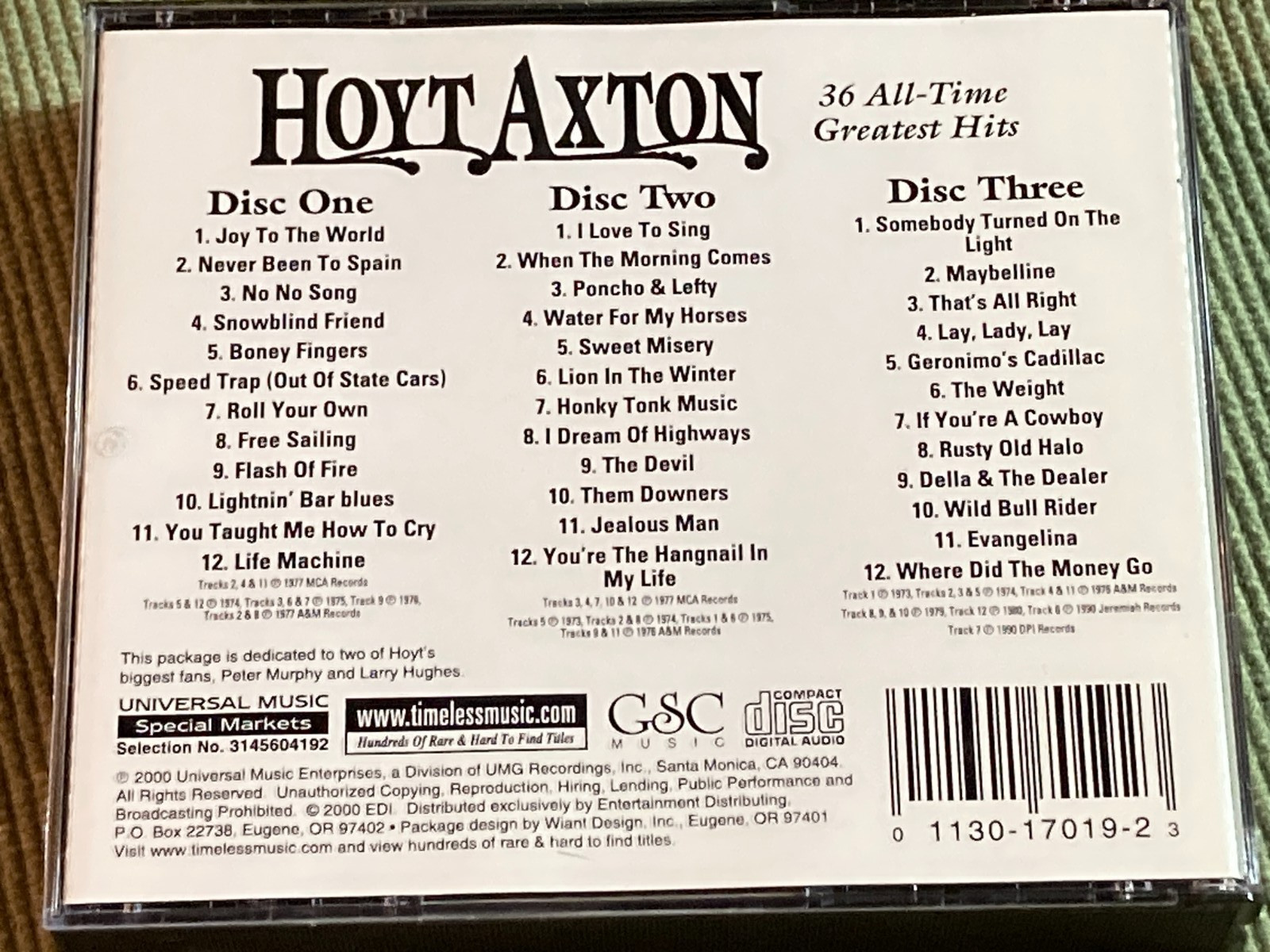 HOYT AXTON 36 ALL-TIME HITS 36 TRACK 3 CD SET FREE SHIPPING