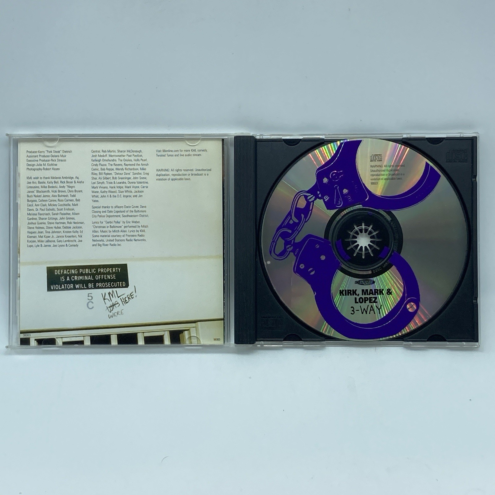 Kirk, Mark & Lopez "KML 3-Way" CD OOP Morning Radio Comedy 98 Rock FM Baltimore