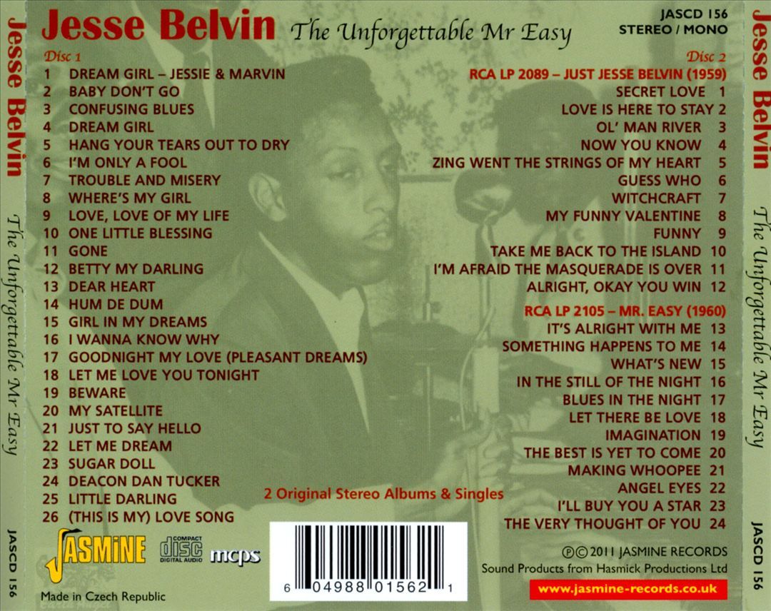 JESSE BELVIN - THE UNFORGETTABLE MR. EASY * NEW CD