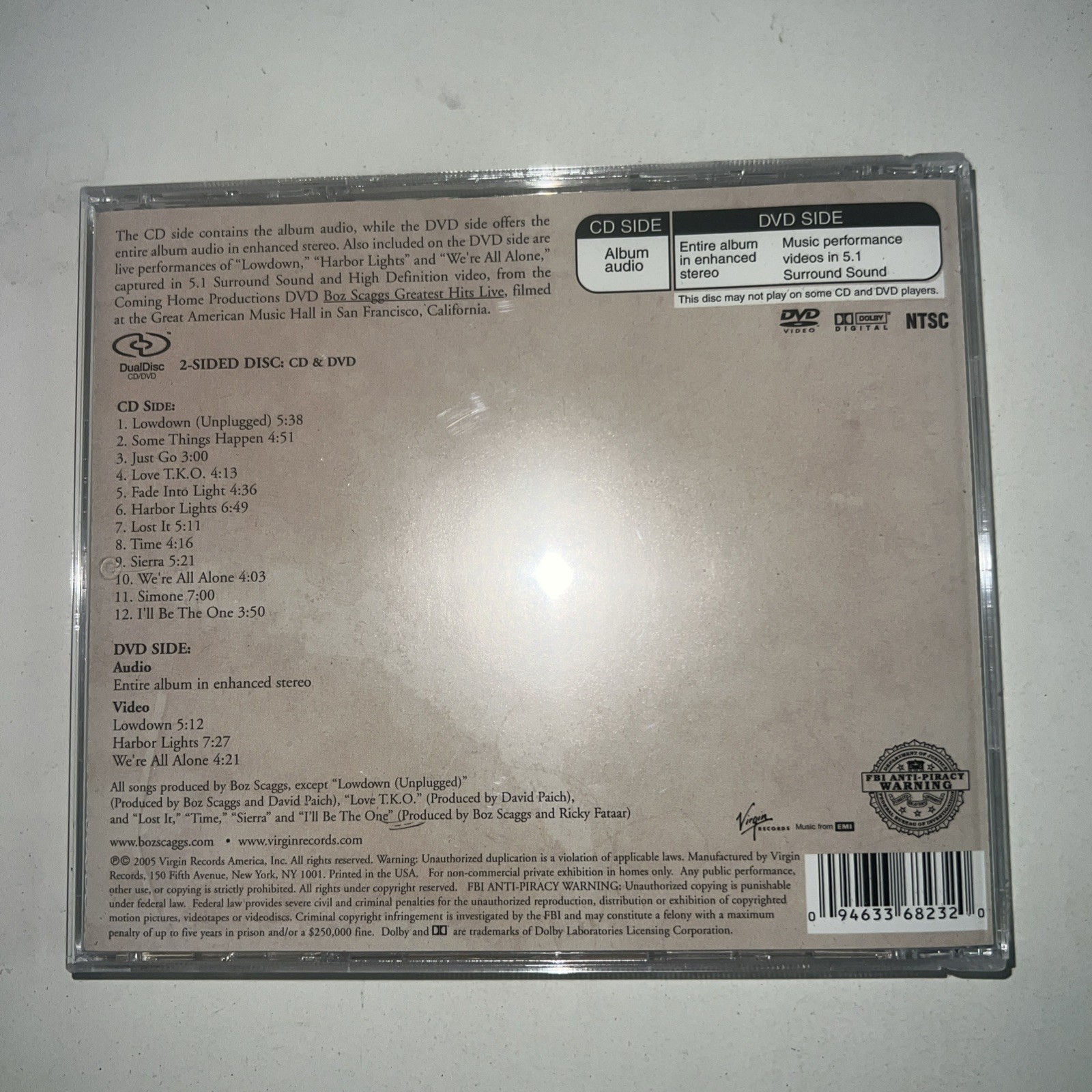 Fade Into Light Box Scaggs DualDisc CD DVD 2005 Virgin Records