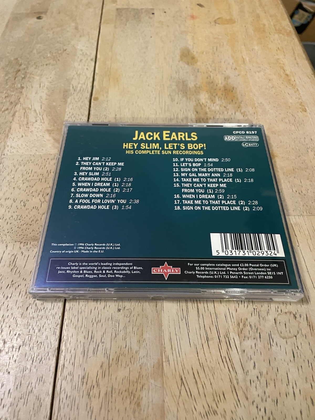 Jack Earls Hey Slim, Let'S Bop! (CD) Complete Sun Recordings Charly EXC
